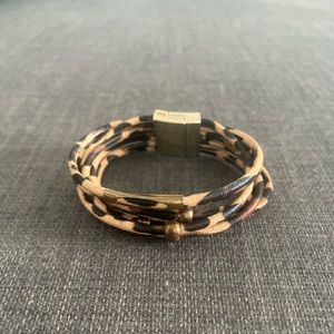 Leopard print bracelet with gold detailing